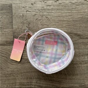 Stoney Clover Lane White Round Bag with Pastel Plaid Interior